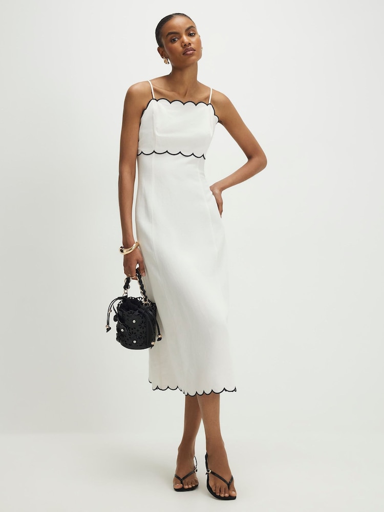 River Island Scallop Hem Maxi Contains Linen Dress - Bild 1 von 4