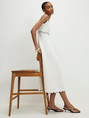 River Island Scallop Hem Maxi Contains Linen Dress - Bild 2 von 4