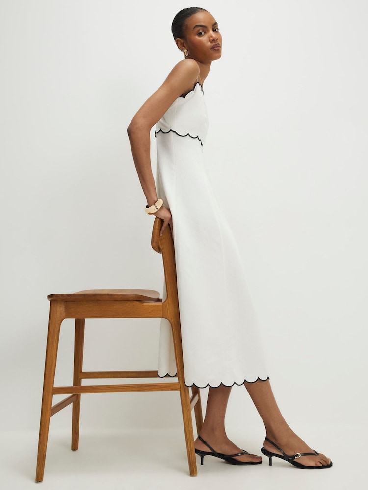 River Island Scallop Hem Maxi Contains Linen Dress - Bild 2 von 4