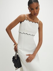 River Island Scallop Hem Maxi Contains Linen Dress - Bild 3 von 4