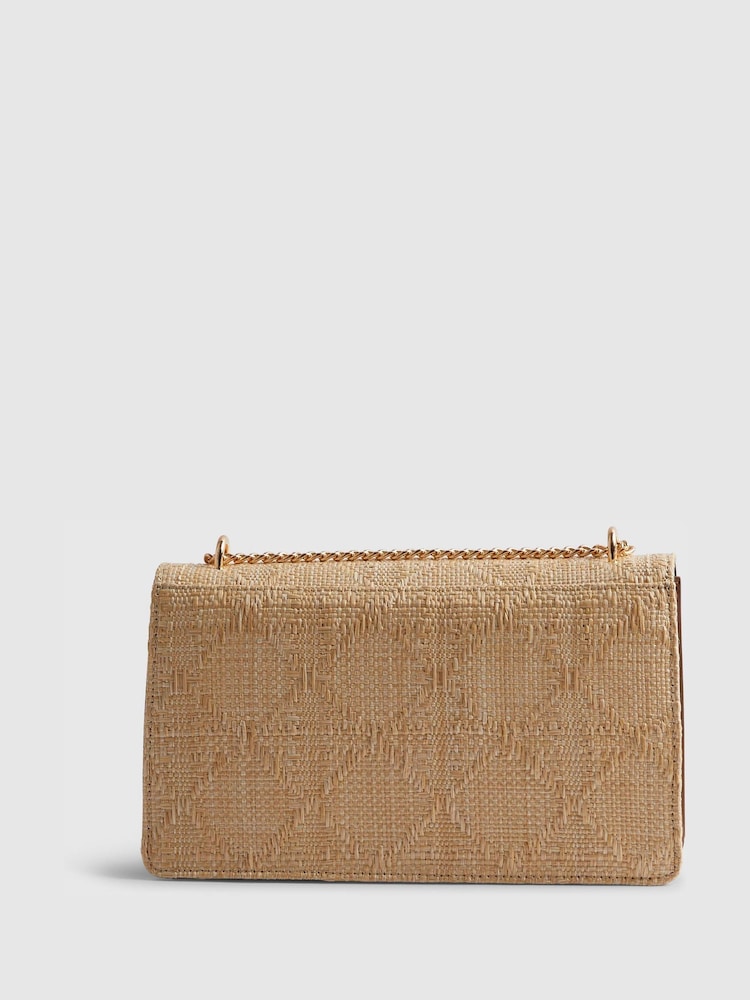 River Island Brown Panelled Raffia Shoulder Bag - Image 2 of 6 River Island Brown Panelled Raffia Shoulder Bag - Image 2 of 6