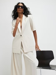 River Island White Short Sleeve Pocket Front Blazer - Image 3 of 4