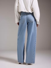 River Island Blue Ripped Drawstring Balloon Leg Jeans - Image 4 of 4