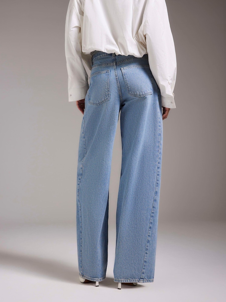 River Island Blue Ripped Drawstring Balloon Leg Jeans - Image 4 of 4 River Island Blue Ripped Drawstring Balloon Leg Jeans - Image 4 of 4