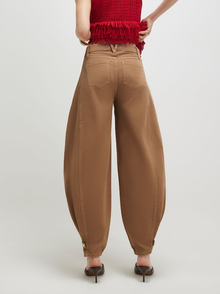 River Island Brown Tab Hem Detail Barrel Leg Jeans - Image 2 of 7