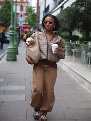 River Island Brown Tab Hem Detail Barrel Leg Jeans - Image 6 of 7