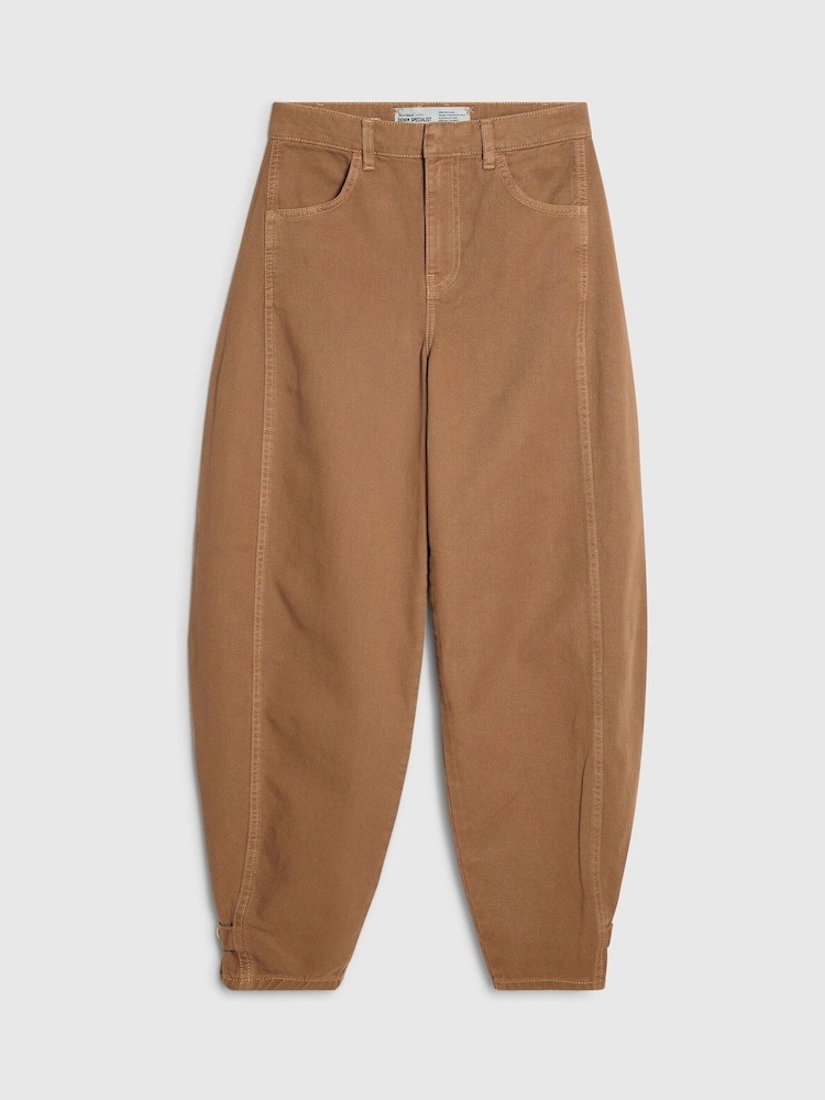 River Island Brown Tab Hem Detail Barrel Leg Jeans - Image 7 of 7