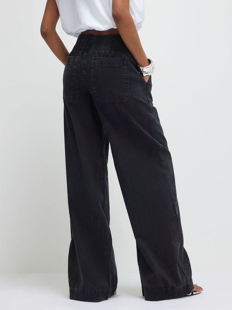 River Island Pull On Elasticated Wide Leg Jeans - Bild 4 von 4 River Island Pull On Elasticated Wide Leg Jeans - Bild 4 von 4