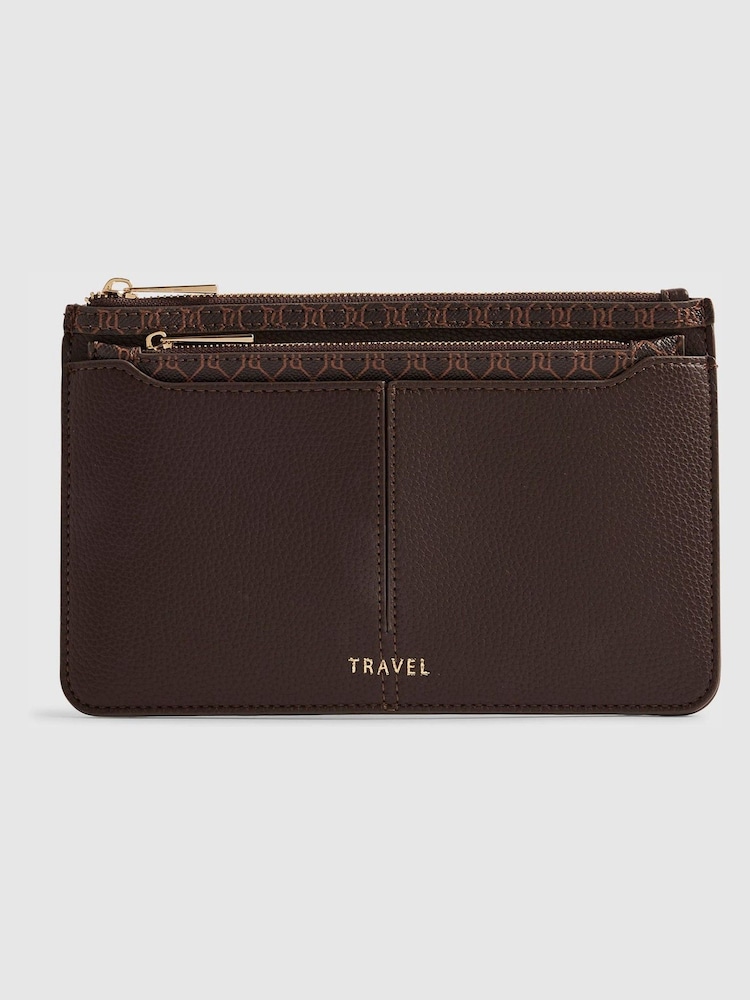 River Island Brown Monogram Travel Wallet - Image 1 of 5