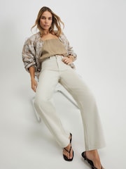 River Island Cream High Rise Cropped Straight Leg Jeans - Image 3 of 4