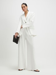 River Island White Textured Wide Leg Trousers - Image 2 of 4