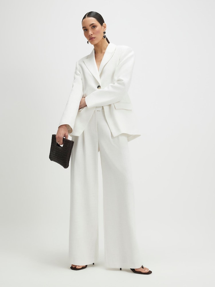 River Island White Textured Wide Leg Trousers - Image 2 of 4