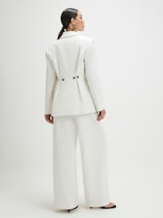 River Island White Textured Wide Leg Trousers - Image 4 of 4