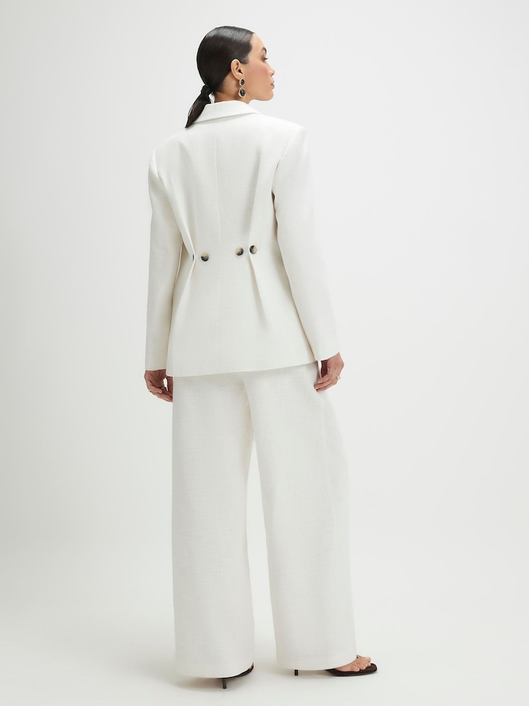 River Island White Textured Wide Leg Trousers - Image 4 of 4