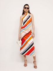 River Island Red Halter Neck Satin Maxi Dress - Image 1 of 6