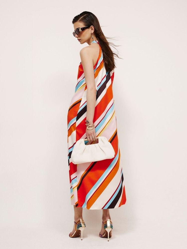 River Island Red Halter Neck Satin Maxi Dress - Image 2 of 6