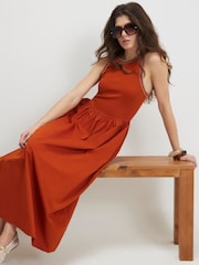 River Island Orange Sleeveless Whipstitch Maxi Dress - Image 1 of 4