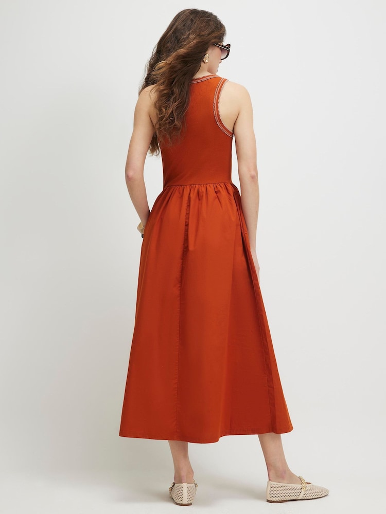 River Island Orange Sleeveless Whipstitch Maxi Dress - Image 2 of 4