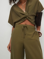 River Island Green Stripe Soft Tailored Trousers - Image 3 of 4