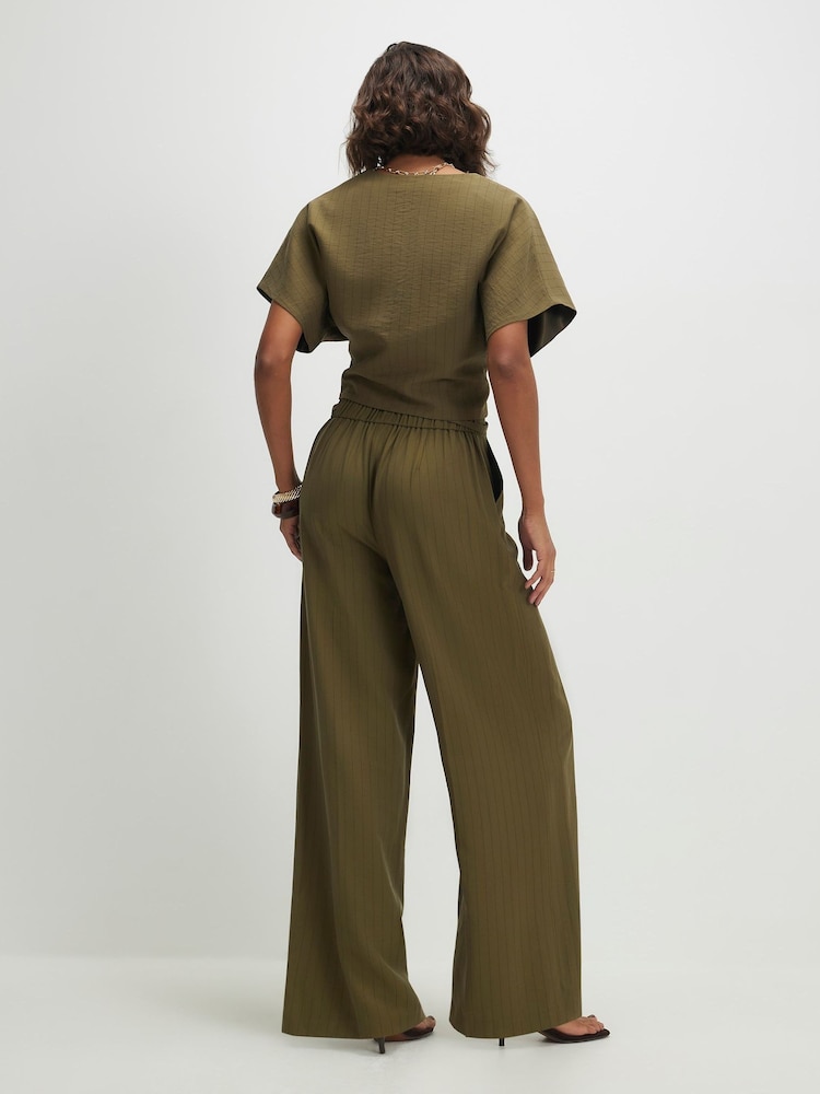 River Island Green Stripe Soft Tailored Trousers - Image 4 of 4