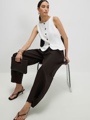 River Island White Sleeveless Button Front Waistcoat - Image 1 of 4