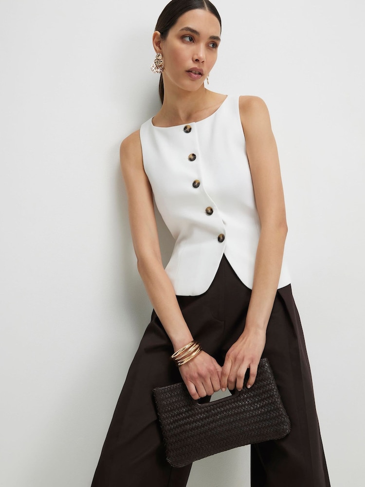 River Island White Sleeveless Button Front Waistcoat - Image 2 of 4