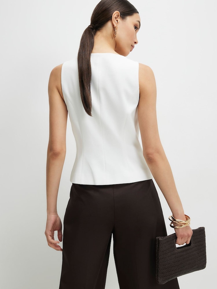 River Island White Sleeveless Button Front Waistcoat - Image 4 of 4