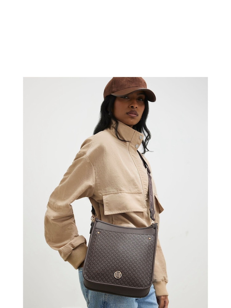 River Island Brown Embossed Pocket Messenger Bag - Image 6 of 6