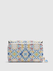 River Island White Tile Print Medium Flap Zip Around Purse - Image 2 of 6
