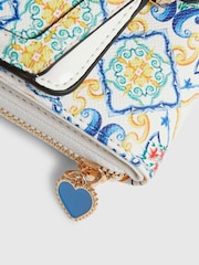 River Island White Tile Print Medium Flap Zip Around Purse - Image 6 of 6