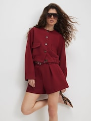 River Island Red Pocket Front Bomber Jacket - Image 1 of 4