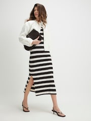 River Island Brown Stripe Rib Knitted Maxi Dress - Image 2 of 4