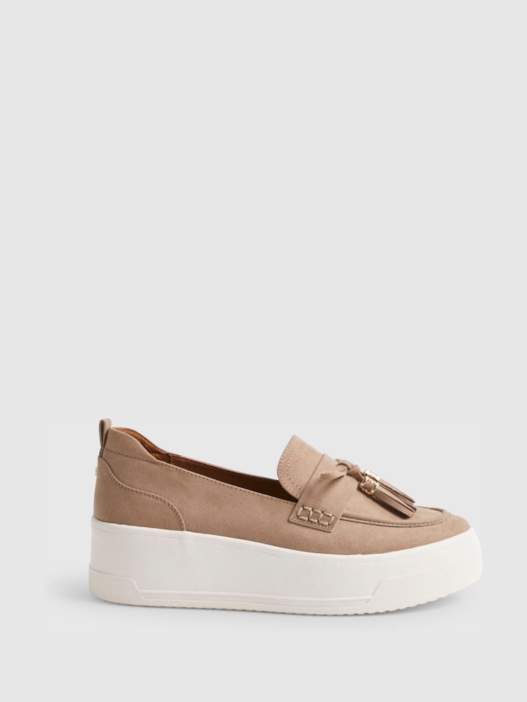 River Island Brown Faux Suede Platform Fringe Loafer - Image 2 of 6