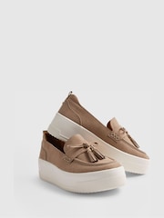 River Island Brown Faux Suede Platform Fringe Loafer - Image 4 of 6