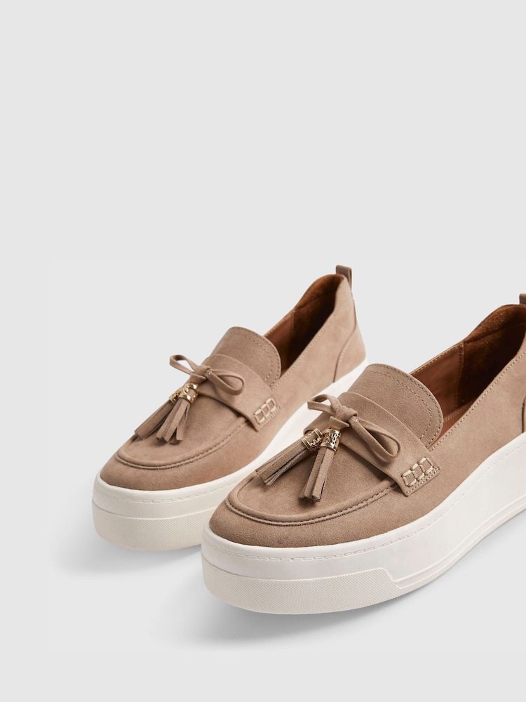 River Island Brown Faux Suede Platform Fringe Loafer - Image 6 of 6