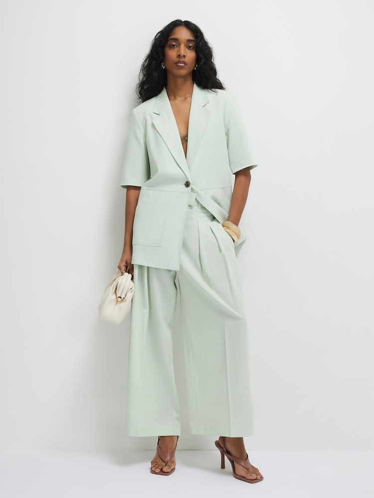 River Island Green Ankle Grazer Tailored Trousers - Image 1 of 4