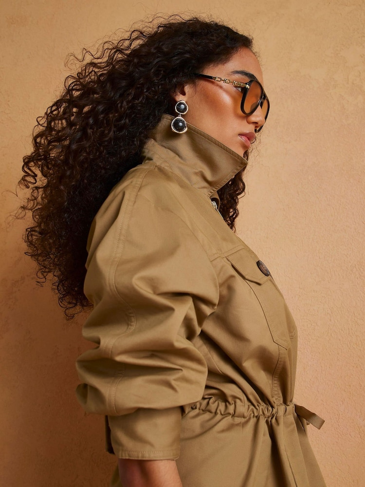 River Island Brown Drawstring Casual Shacket - Image 4 of 4