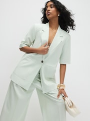 River Island Green Short Sleeve Pocket Front Blazer - Image 1 of 4