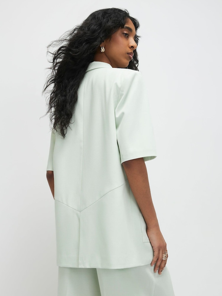 River Island Green Short Sleeve Pocket Front Blazer - Image 2 of 4