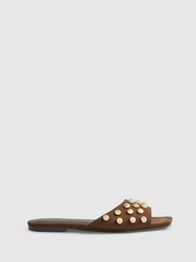 River Island Brown Studded Flat Sandals - Image 2 of 6
