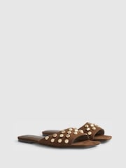 River Island Brown Studded Flat Sandals - Image 3 of 6