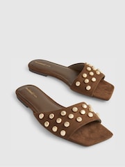 River Island Brown Studded Flat Sandals - Image 6 of 6