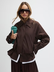 River Island Brown Drop Hem Casual Drawstring Jacket - Image 1 of 4