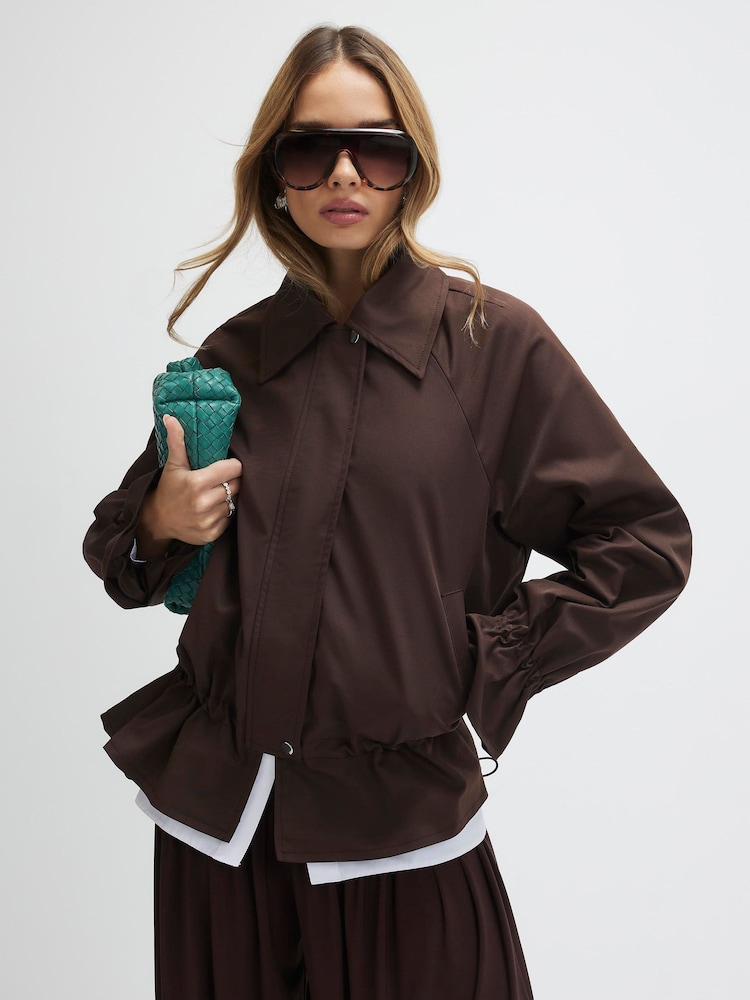 River Island Brown Drop Hem Casual Drawstring Jacket - Image 1 of 4