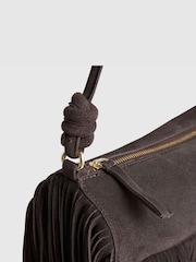 River Island Brown Fringe Leather Cylinder Bag - Image 5 of 5