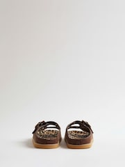 River Island Brown Leopard Lined Double Strap Sandals - Image 4 of 6