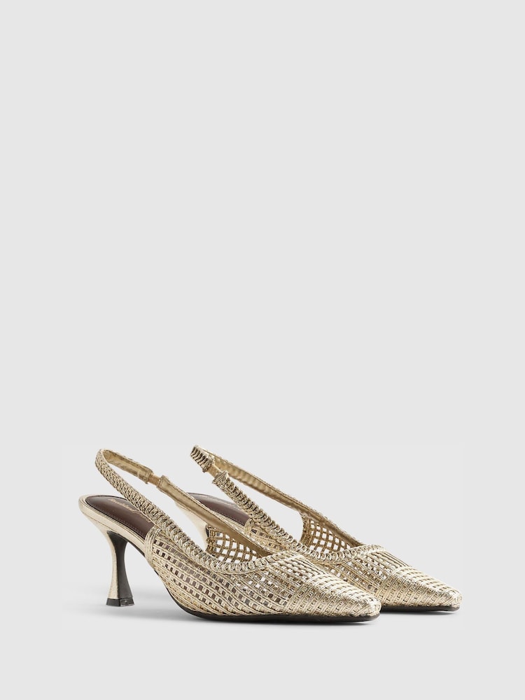 River Island Wide Fit Weave Slingback Heeled Court Shoes - תמונה 2 מתוך 6 River Island Wide Fit Weave Slingback Heeled Court Shoes - תמונה 2 מתוך 6