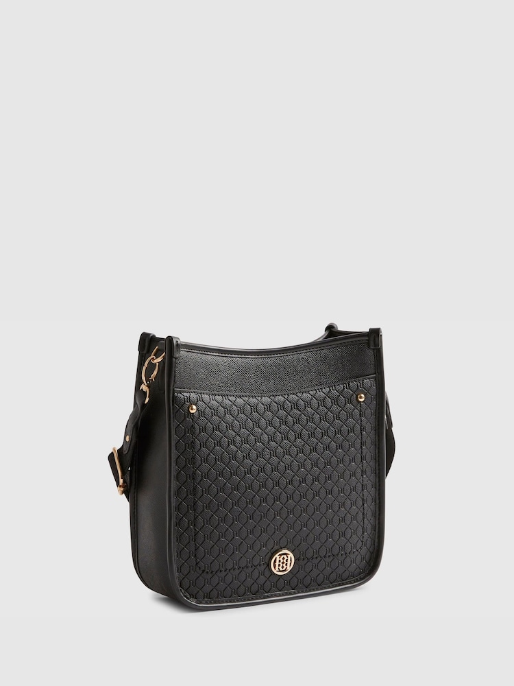 River Island Black Emboss Pocket Messenger Bag - Image 1 of 6