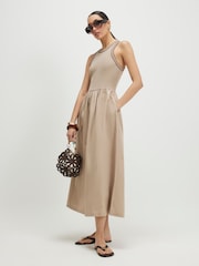 River Island Brown Sleeveless Whipstitch Maxi Dress - Image 1 of 4
