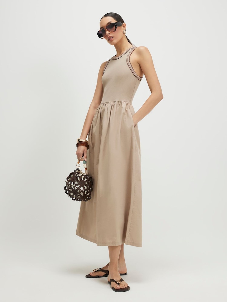 River Island Brown Sleeveless Whipstitch Maxi Dress - Image 1 of 4